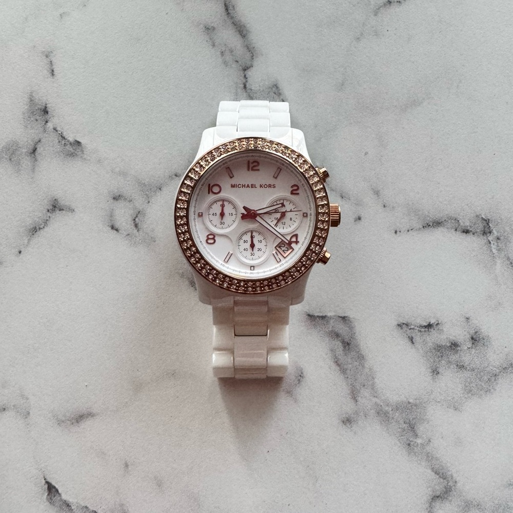 Women’s Michael Kors Rhinestone White Watch